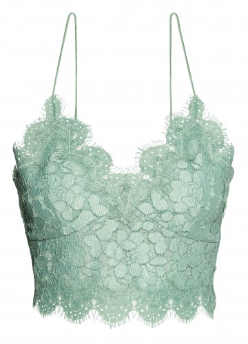 H&M Spring Campaign - Green lace strap top - HKD 99.9